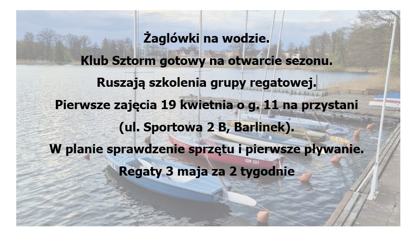 Ruszają szkolenia grupy regatowej 19 kwietnia 2025